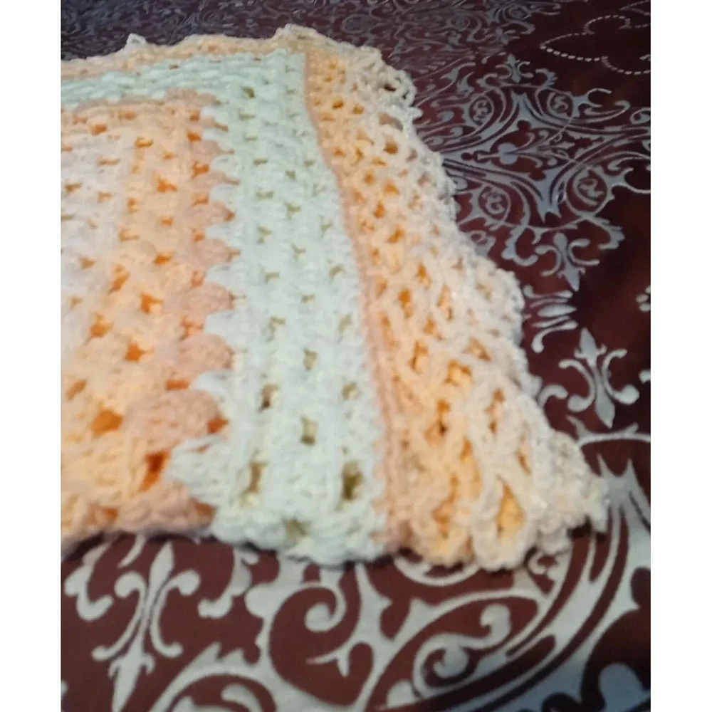 Vtg Handmade Granny Square Blanket Afghan‎ Crochet Knit Throw Blanket 50 x 45